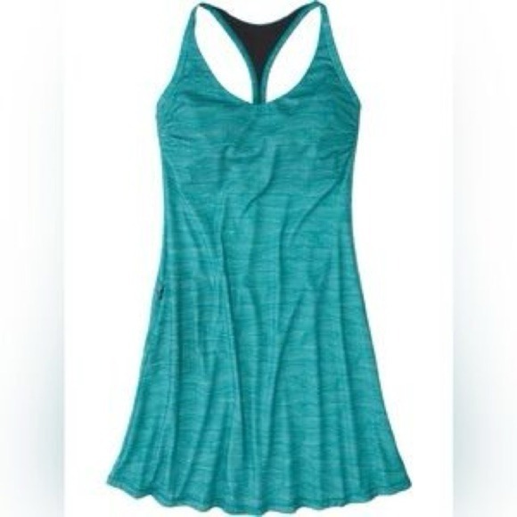 PrAna Opal Dress Racerback A-line w/Shelf Bra UPF Aquamarine Teal Size Large - Picture 2 of 14